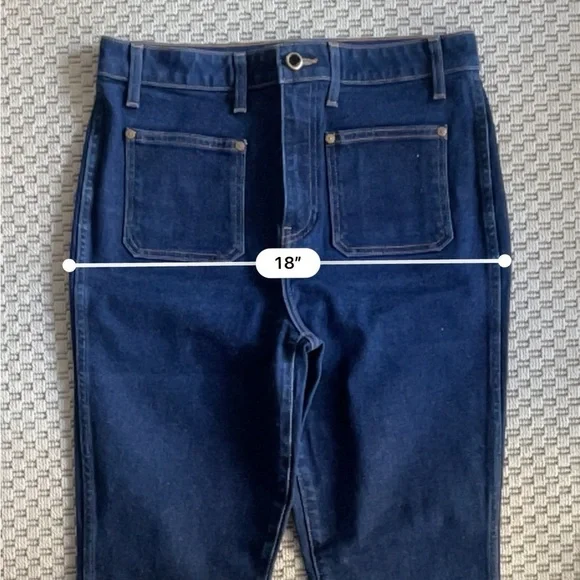 Khaite Raquel Patch Pocket Crop Flare Jeans - Dark Blue Wash - Size 31 - Picture 13 of 14